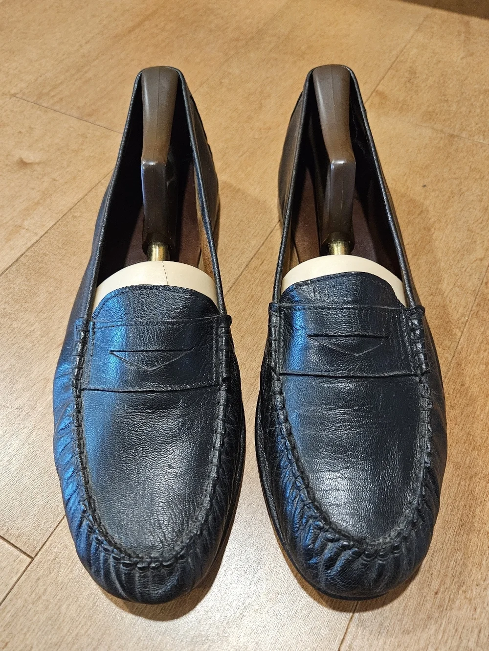 Vintage Cole Haan Penny Loafers 10M Black Leather Handmade in Italy Slip On